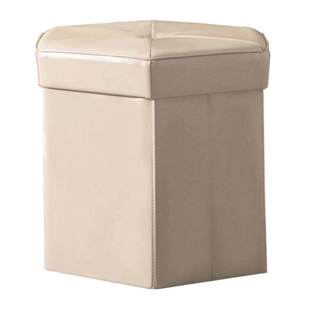 Multifunctional Hexagonal Folding Storage Stool - Leather Footrest Ottoman Bench with Storage for Home, Porch & Living Room (Color: Brown, Size: 43x39.5cm) - Perfect for Extra Seating, Footrest & Home Organization