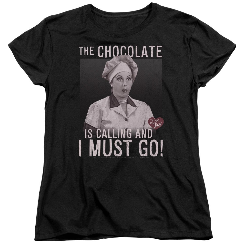 Trevco I Love Lucy Chocolate Calling Women's T-Shirt | Vintage TV Show Tee | Funny Retro Gift for Fans | Perfect for Casual Wear & Lucy Themed Parties