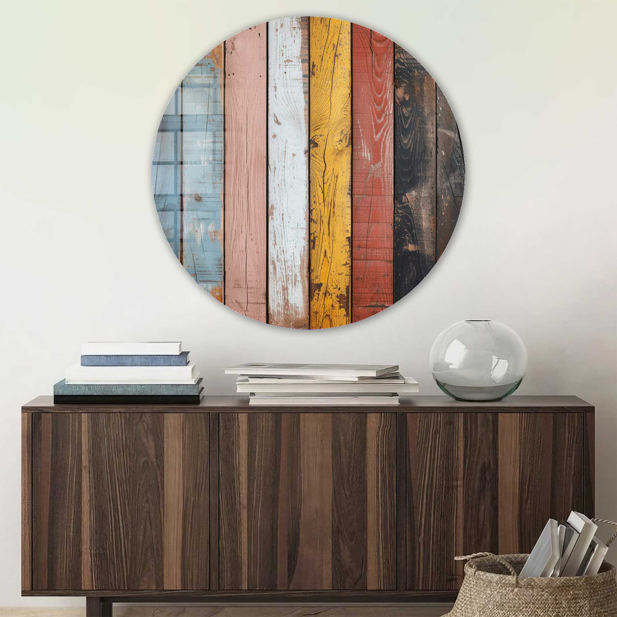 Rustic Woods Rounded Glass Wall Art - Handmade Home Decor for Living Room, Bedroom & Office - Perfect for Farmhouse, Modern & Boho Style Interiors