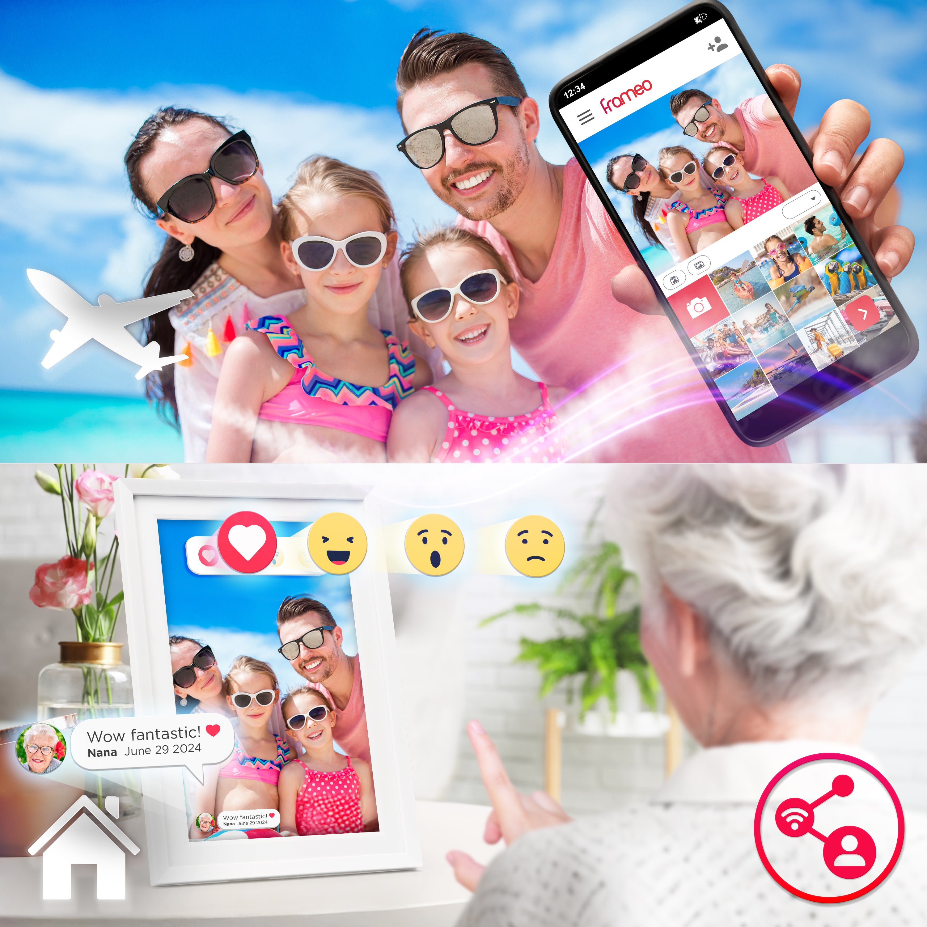 Duronic PF2A WE 10.1 Inch WiFi Digital Photo Frame with Touchscreen | Frameo App Compatible | Electronic Picture Display for Home, Office & Gifts | Share Memories with Family & Friends | Perfect for Living Room Decor, Bedroom Slideshows & Digital Photo Albums (White)