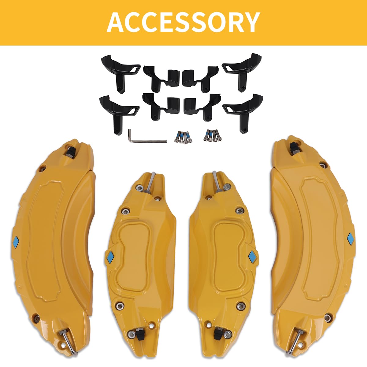 High-Performance Brake Caliper Covers for Toyota Highlander 2018-2024 - Front & Rear Wheel Hub Accessories (Set of 4, Yellow) - Enhance Your Car's Style & Protection for Daily Driving & Show Cars