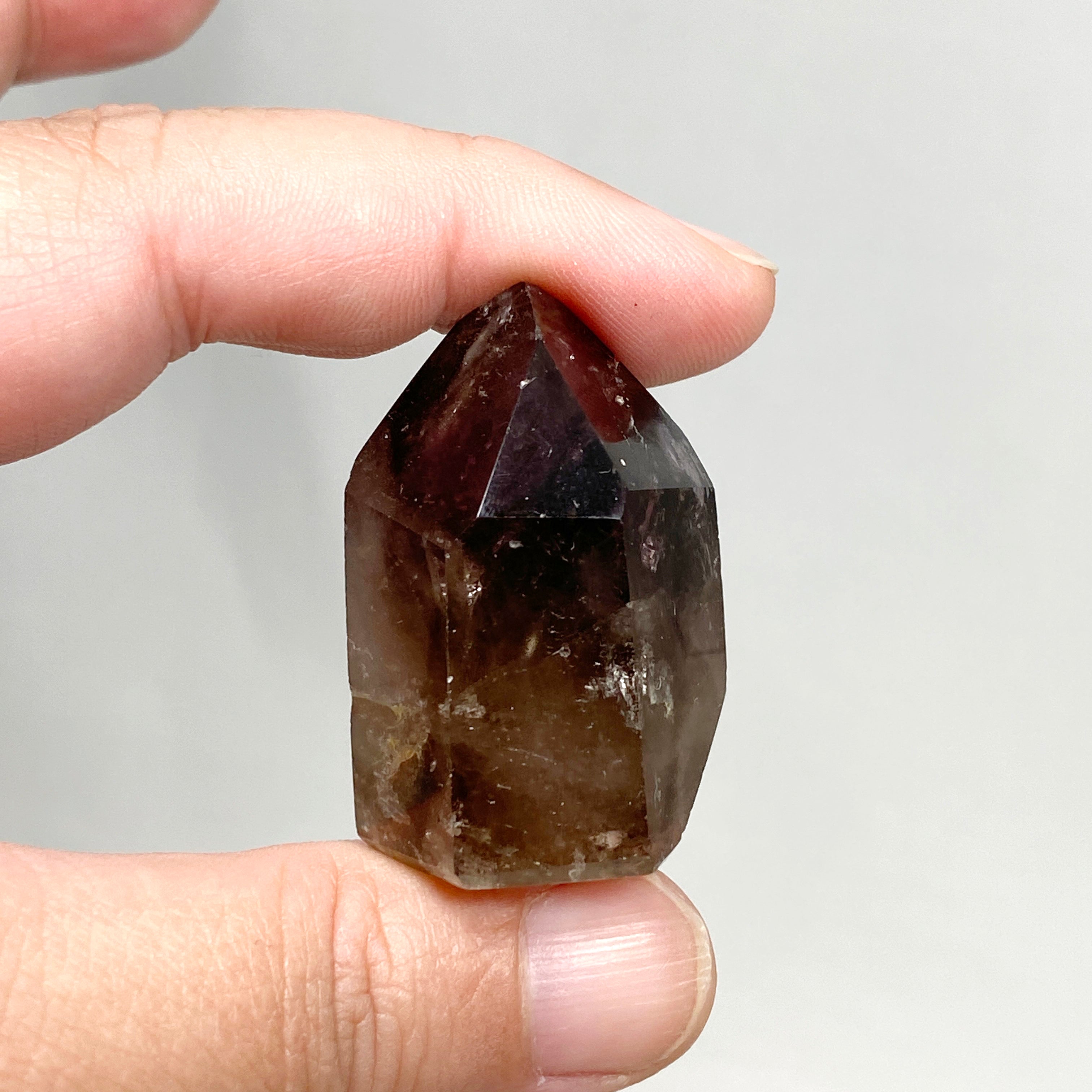 Natural Smokey Amethyst & Clear Quartz Crystal Point - Healing Stone CR3449 for Meditation, Reiki, and Home Decor