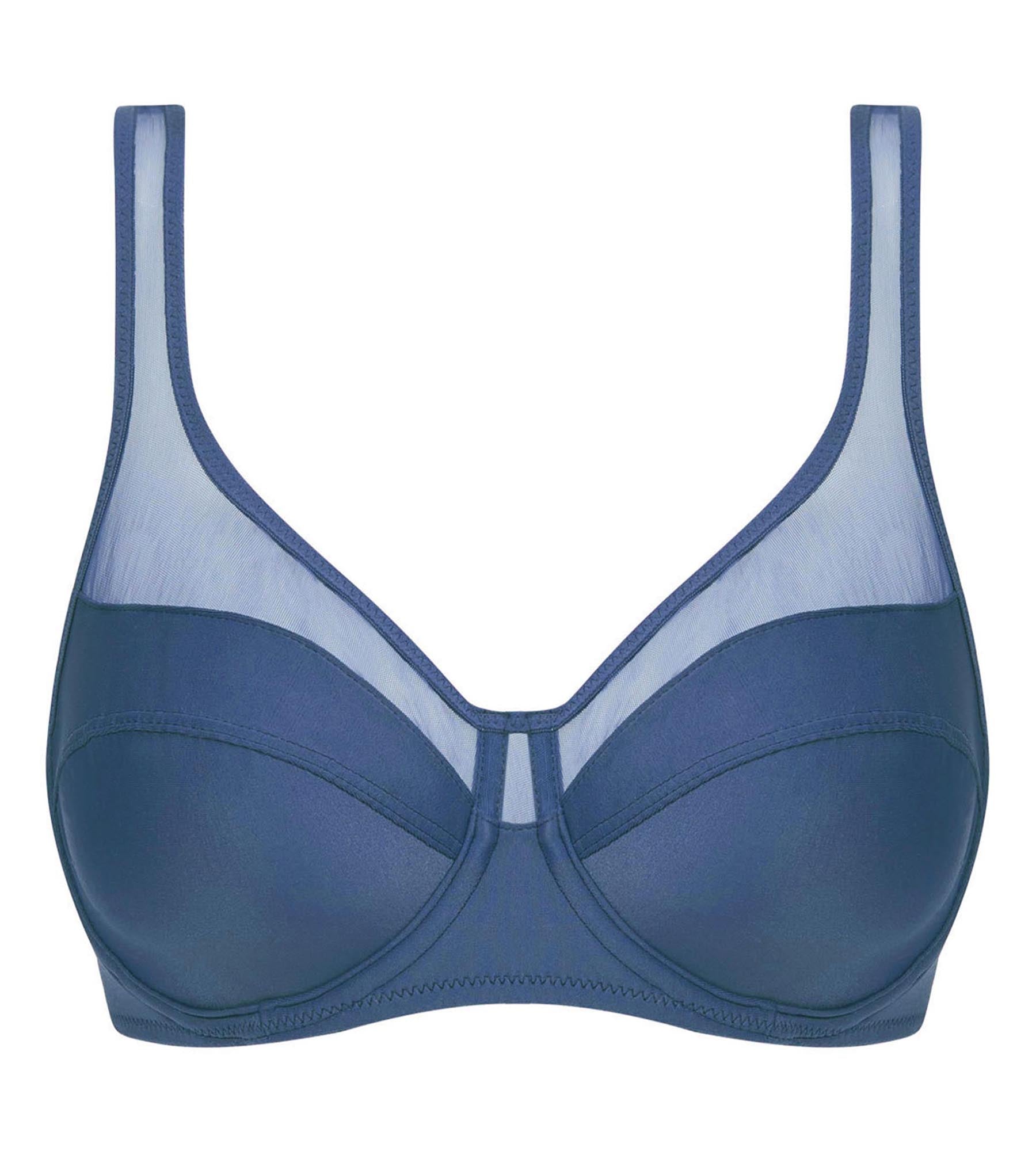Porcelain Blue Microfiber & Tulle Full Coverage Support Bra - Perfect for Everyday Wear, Workouts & Comfortable All-Day Use