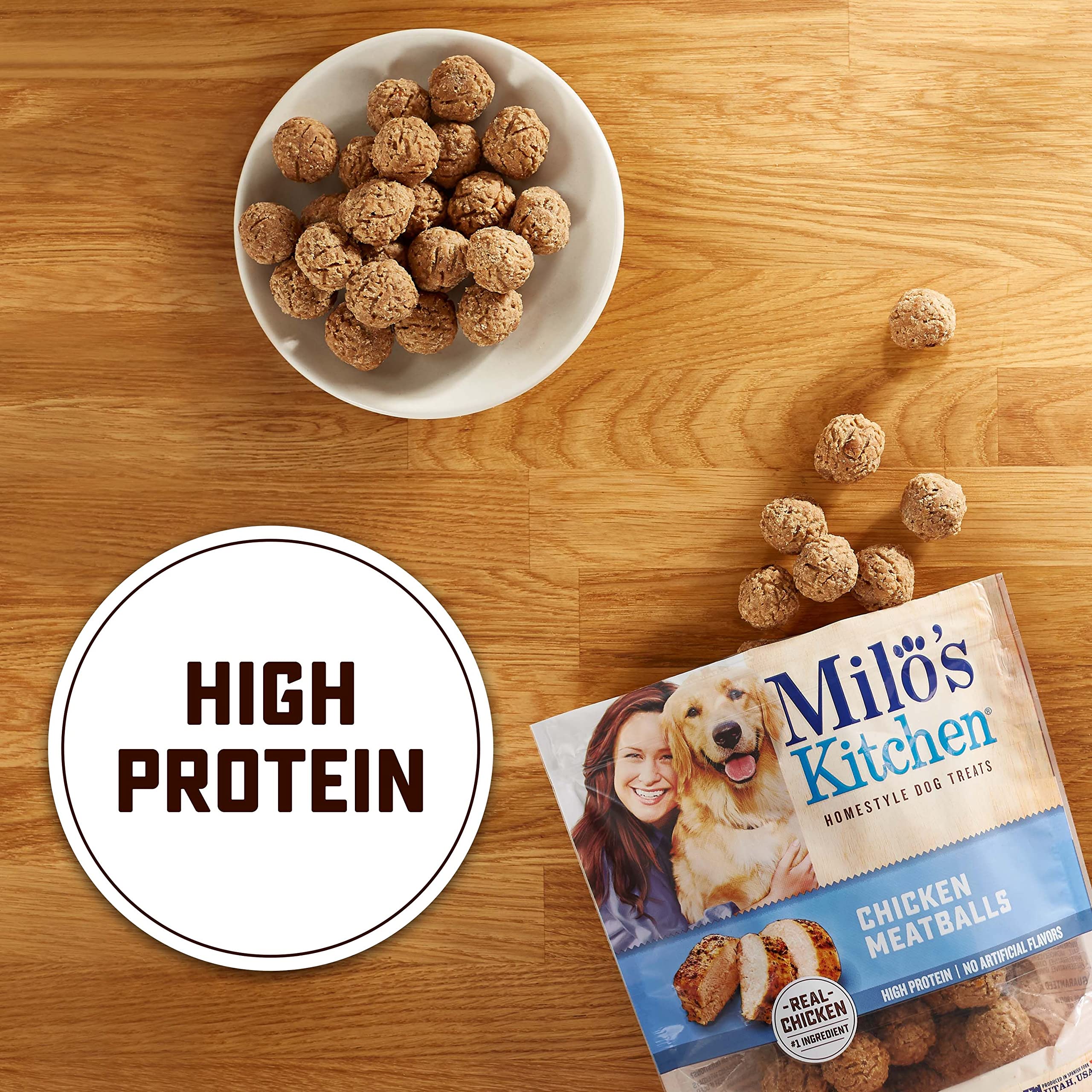 Milo's Kitchen Chicken Meatballs Dog Treats - Grain-Free, Natural Protein Snacks for Dogs, 18-Ounce Bag - Perfect for Training, Rewards & Healthy Chewing