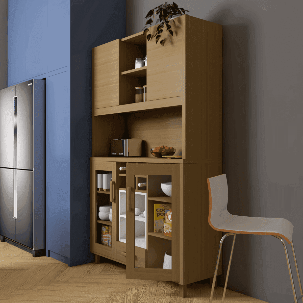 Lexine II Kitchen Cabinet - Premium Storage Solution for Modern Kitchens | Organize Pots, Pans & Utensils | Durable & Stylish Design for Home & Restaurant Use