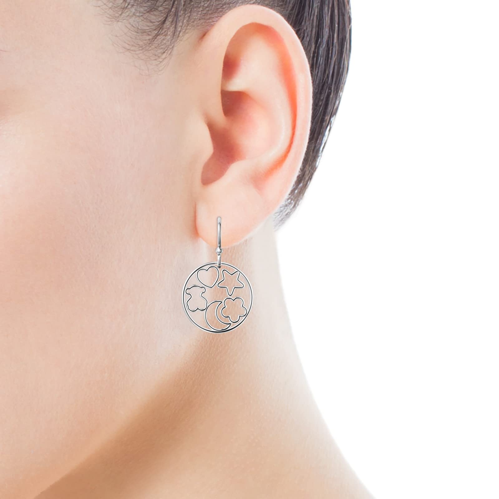 TOUS Sterling Silver Silhouette Earrings for Women - Elegant & Dainty Jewelry Gift for Her - Perfect for Parties, Weddings & Everyday Wear