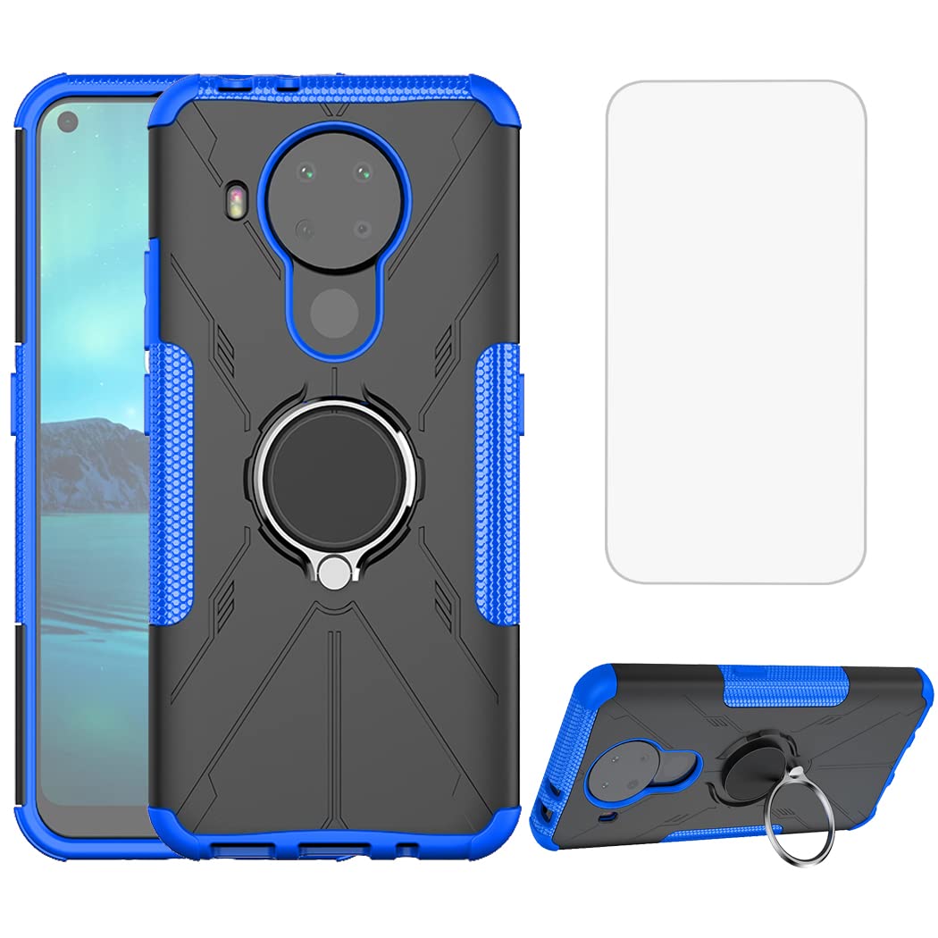 Nokia 5.4 Case with Screen Protector & Kickstand - Blue for Daily Protection