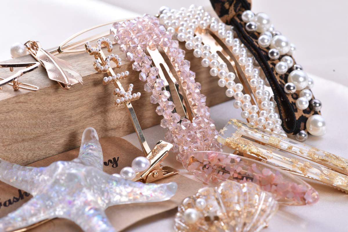 Pearl Hair Clips for Women & Girls - Acrylic Resin Geometric Hair Barrettes with Hollow Design - Elegant Hair Accessories & Styling Tools for Parties, Weddings & Daily Wear