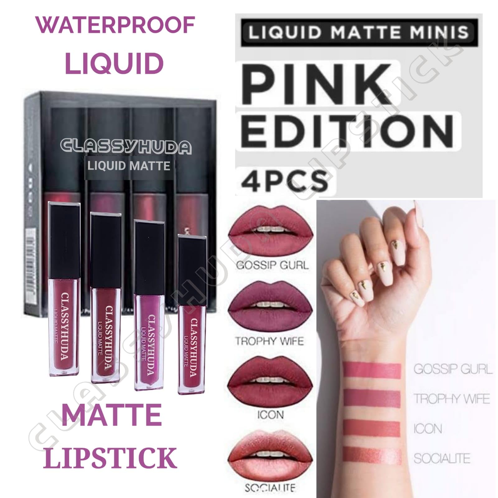 Huda Professional Makeup Kit - Foundation, Lipstick & Eyeliner for Party & Travel
