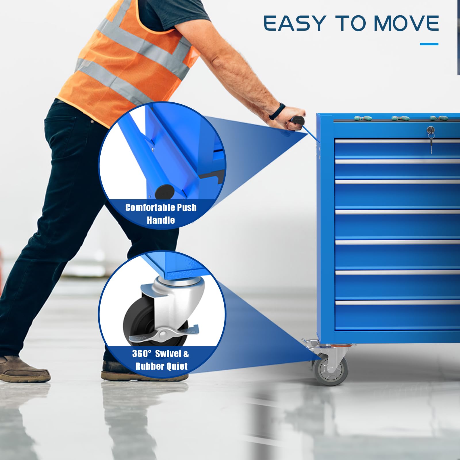 7-Drawer Heavy-Duty Rolling Tool Chest - Large Capacity Lockable Metal Tool Cabinet with Wheels for Mechanics & Garage Organization | Perfect for Automotive Repair, Workshop Storage & Home Garage Tools