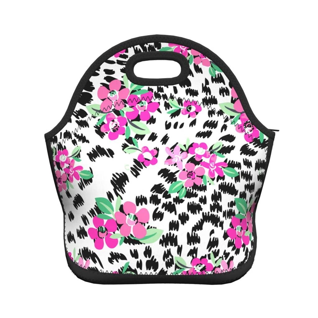 SEIJY Floral Insulated Lunch Bag for Women & Girls - Reusable School Lunch Box, Food & Drinks Organizer, Grocery Pouch with Top Handle - Perfect for Work, Picnics & Outdoor Activities (29x14x28cm, Color A)