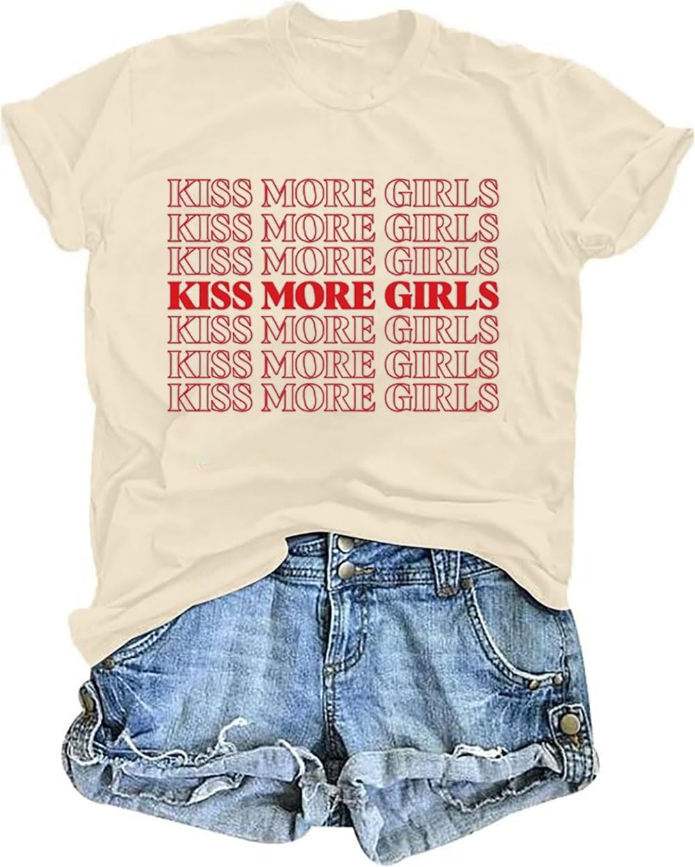 Lesbian Pride T-Shirt for Women - Kiss More Girls Gay Pride Shirt, LGBT Equality Tee, Casual Short Sleeve Inspirational Top - Perfect for Pride Parades, LGBTQ+ Events & Everyday Wear