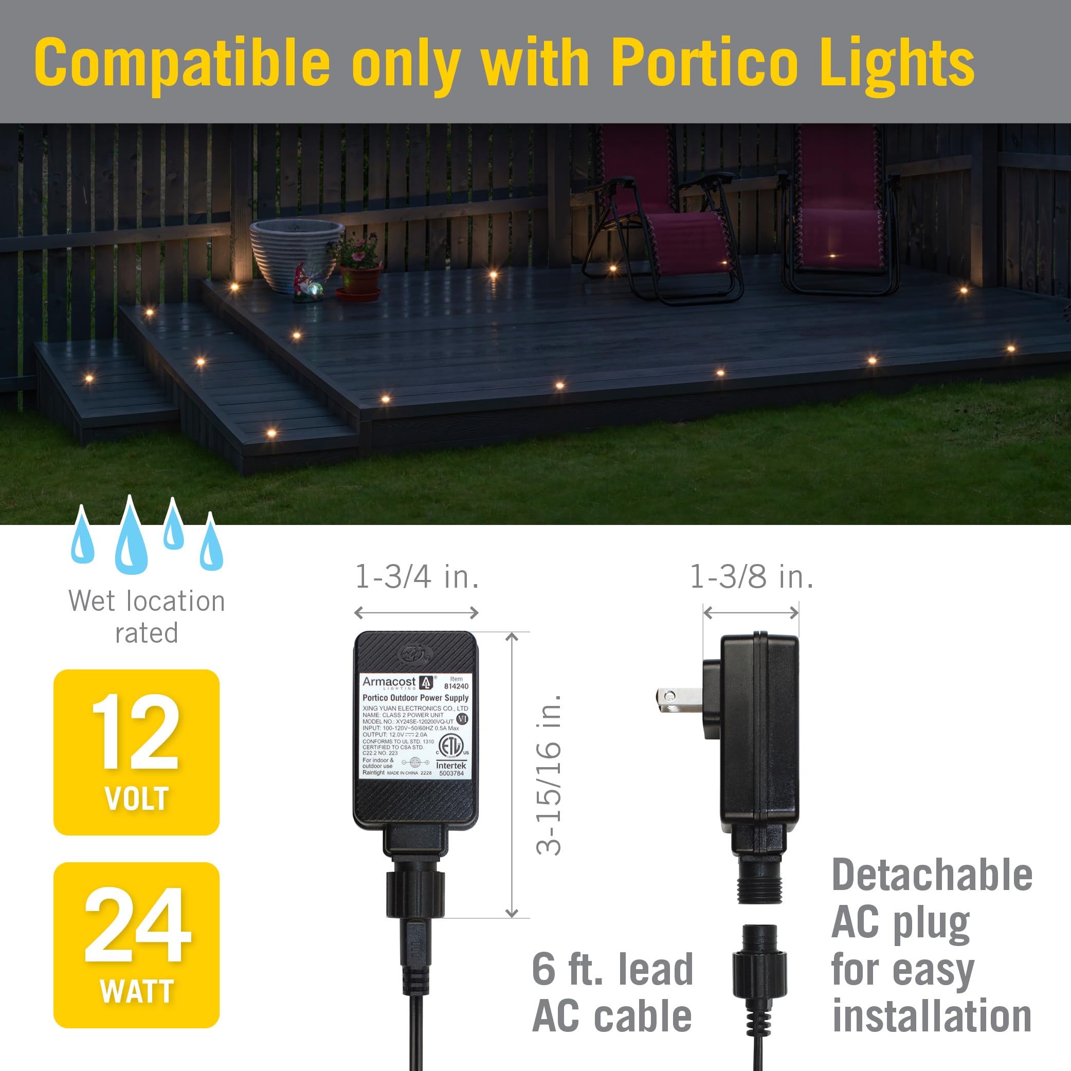 Portico Outdoor LED Driver 12V for Recessed Lights - Weatherproof Landscape Lighting