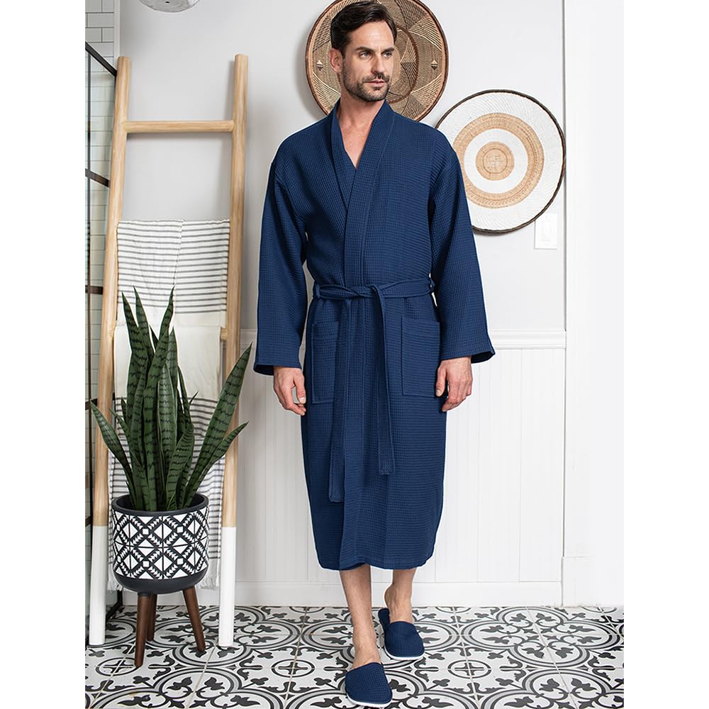 Premium Men's Cotton Waffle Bathrobe - Ultra Soft SPA Robe for Men | Luxury Lounge Wear for Home, Spa & Resort Relaxation