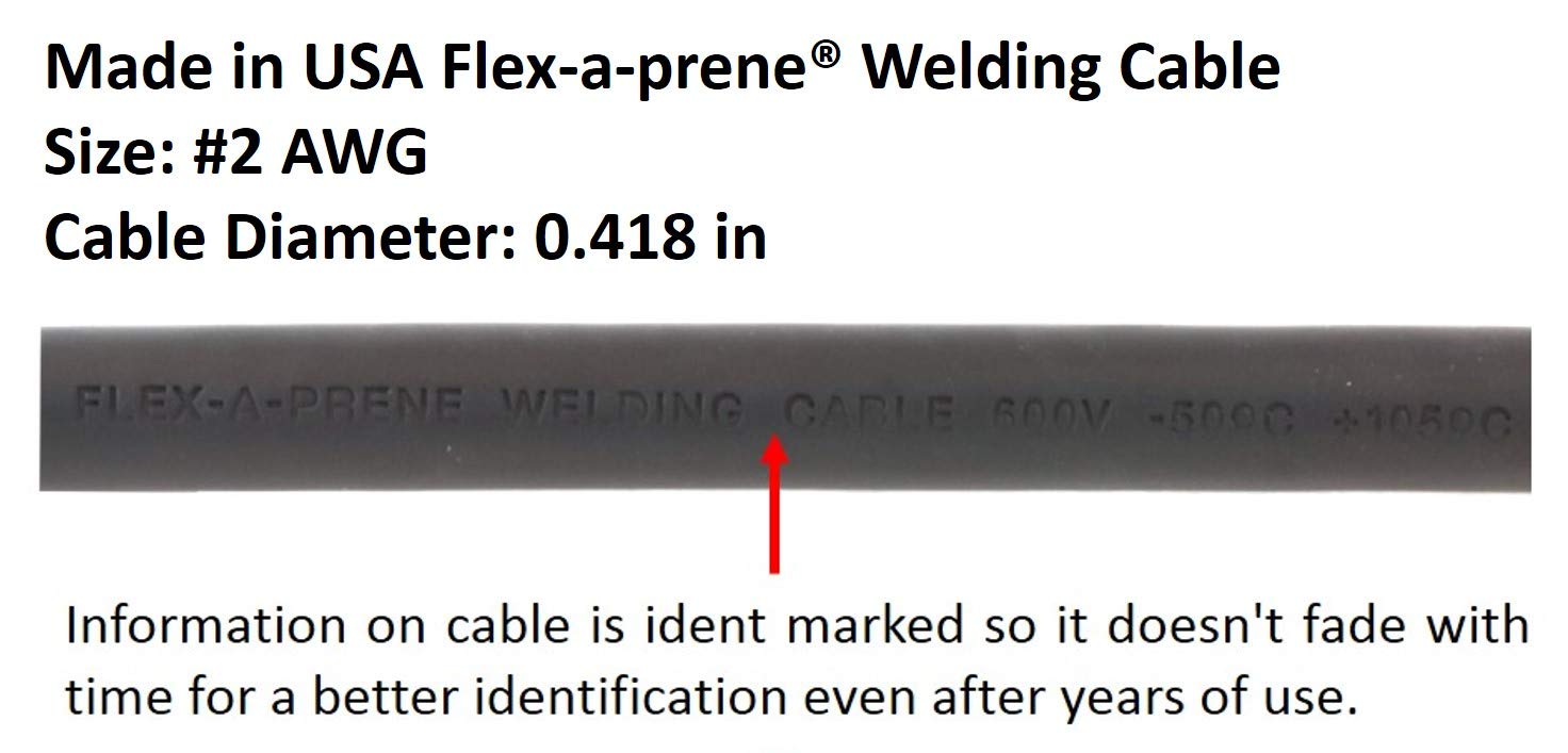 SÜA® 200 Amp Welding Lead Extension Cable - 50 Feet #2 AWG 100% Copper with LC40 Male/Female Connectors - Heavy Duty for MIG, TIG, ARC Welding Machines - Perfect for Construction Sites, Auto Repair Shops & DIY Projects