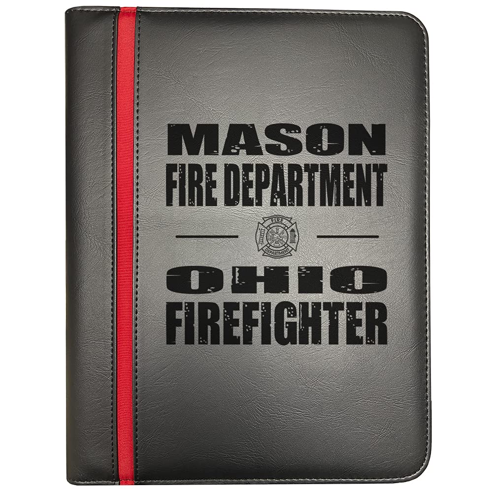 Firefighter Portfolio Organizer with Thin Red Line & Maltese Cross - Compatible with Mason Ohio Fire Departments - Includes Firefighter's Prayer Print - Pack of 5 - Perfect for First Responders, EMS & Fire Service Professionals