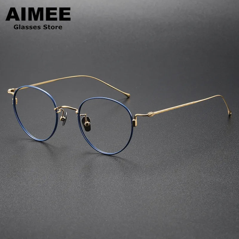 Stylish Unisex Full Rim Oval Round Titanium Eyeglasses Frame 7285 - Lightweight & Durable for Work, Reading & Everyday Wear