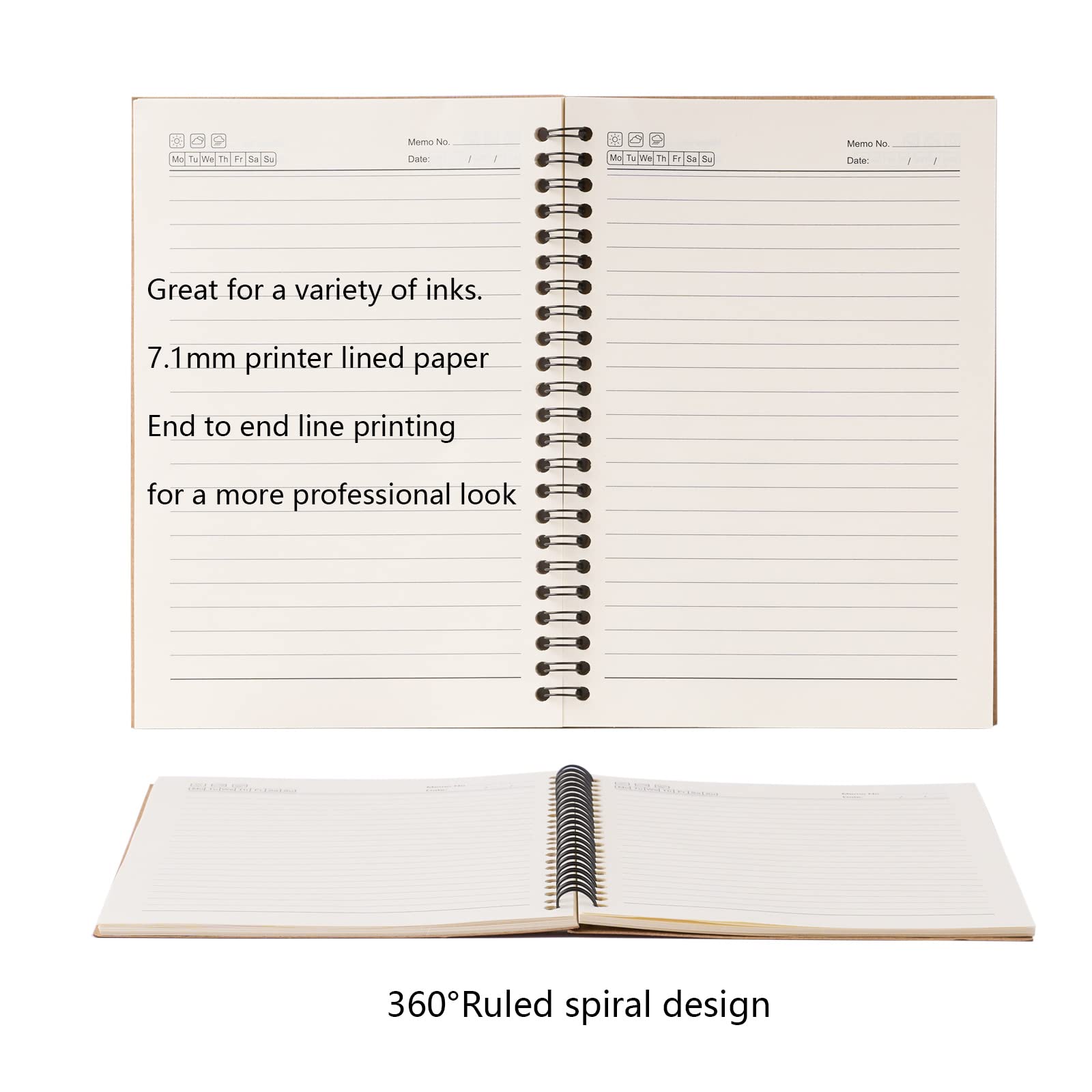 48 Pack A5 Spiral Notebooks - College Ruled, Hardcover Kraft Cover, 100 Pages, 8.3