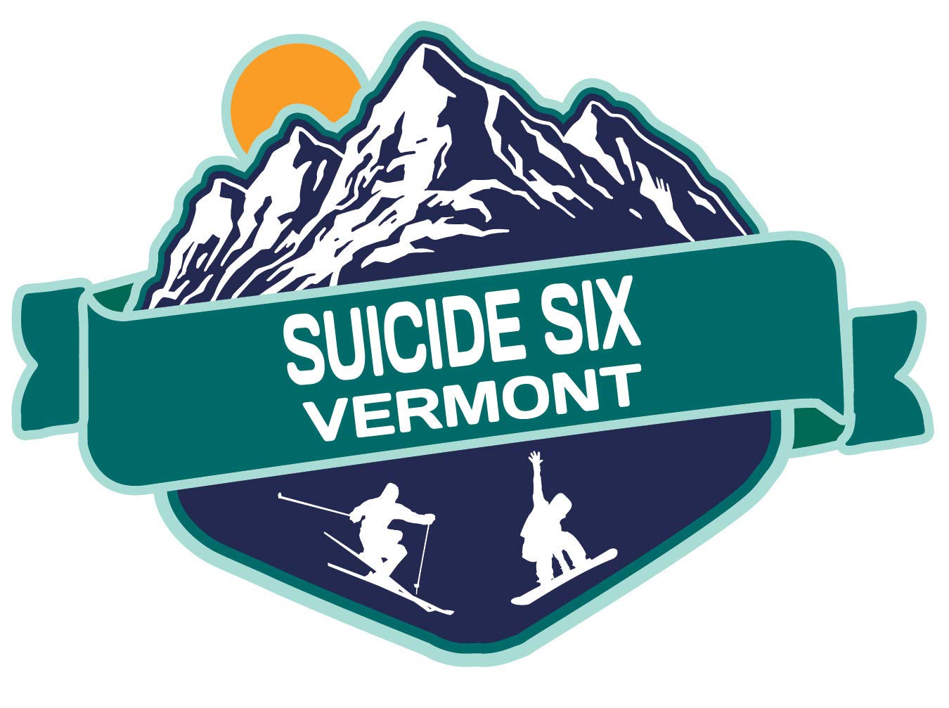 Suicide Six Vermont Ski Adventures Souvenir - 2 Inch Vinyl Decal Sticker Set (4-Pack) - Mountain Design for Laptops, Cars & Snowboards | Ski Resort Memorabilia & Winter Sports Gift
