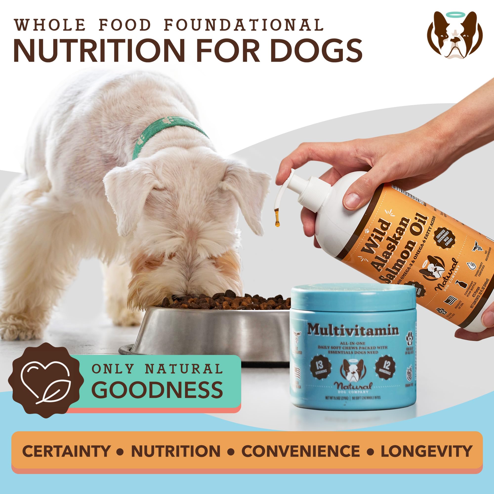 Natural Dog Company Multivitamin Chews (90 Count) - Peanut Butter & Bacon Flavor Dog Vitamins for All Ages & Breeds - Immune Support & Antioxidant Supplement - Perfect for Daily Health Maintenance & Active Dogs