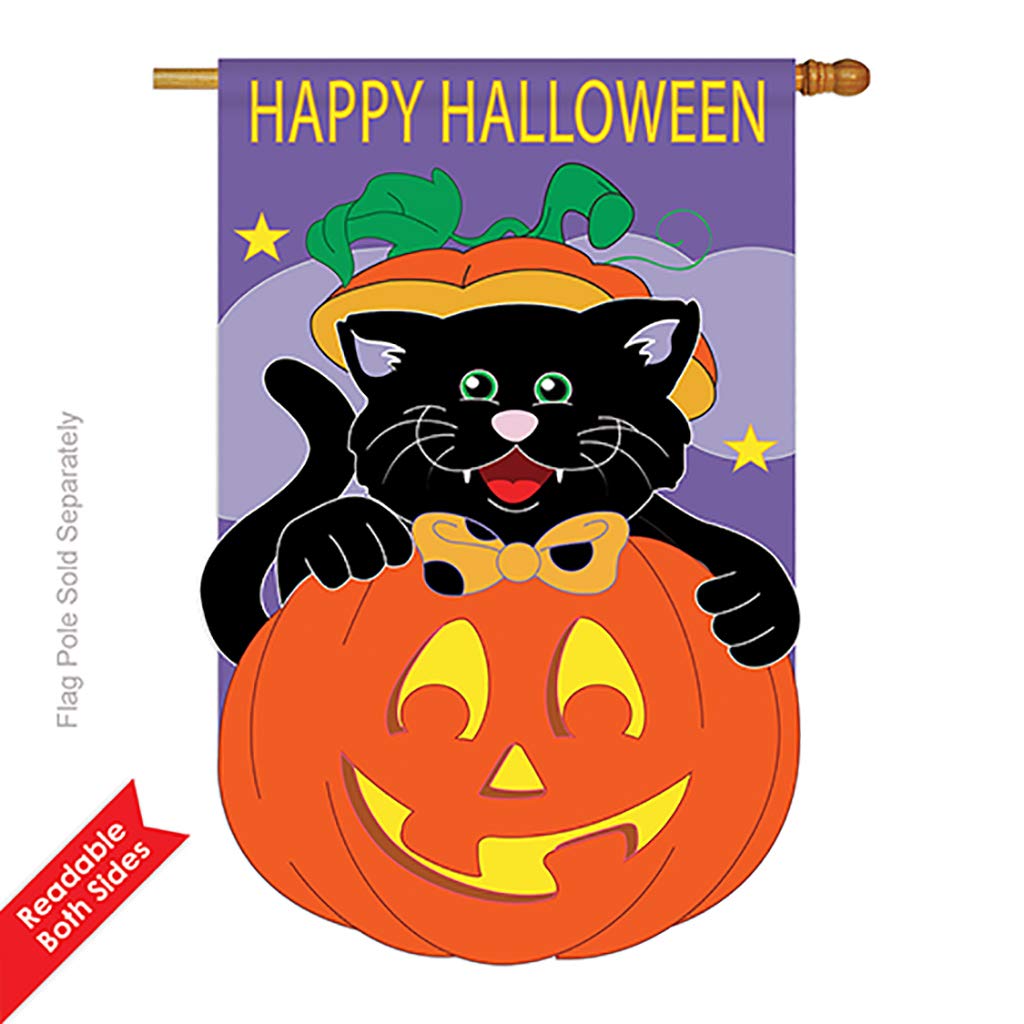 Black Cat Halloween House Flag 28