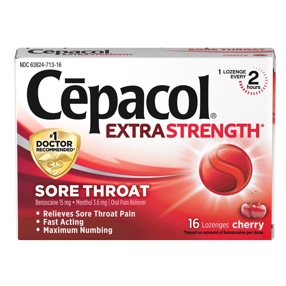 Cepacol Maximum Strength Sore Throat Relief Lozenges - Cherry Flavor, 16 Count (Pack of 12) | Fast-Acting Throat Pain & Cough Suppressant | Perfect for Cold, Flu & Allergy Season