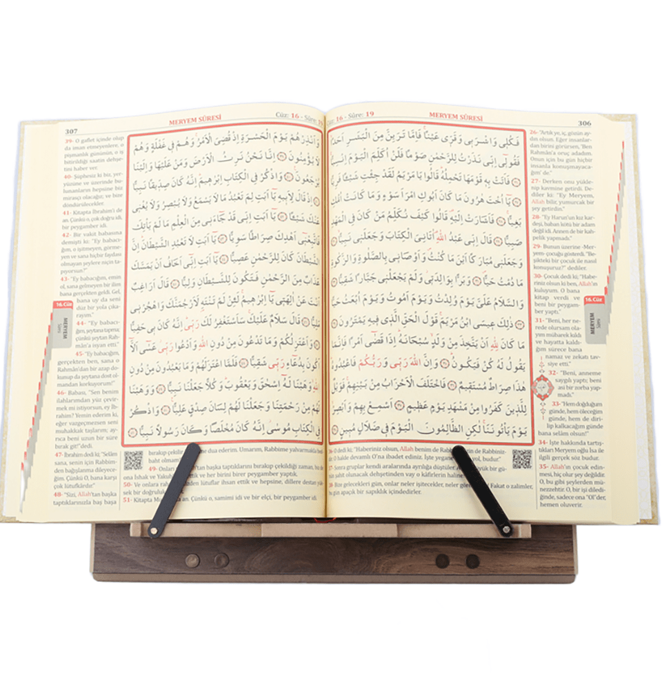 Islamic Geometric Wooden Quran Stand - Foldable Rahle for Prayer & Reading | Perfect for Home, Mosque & Travel