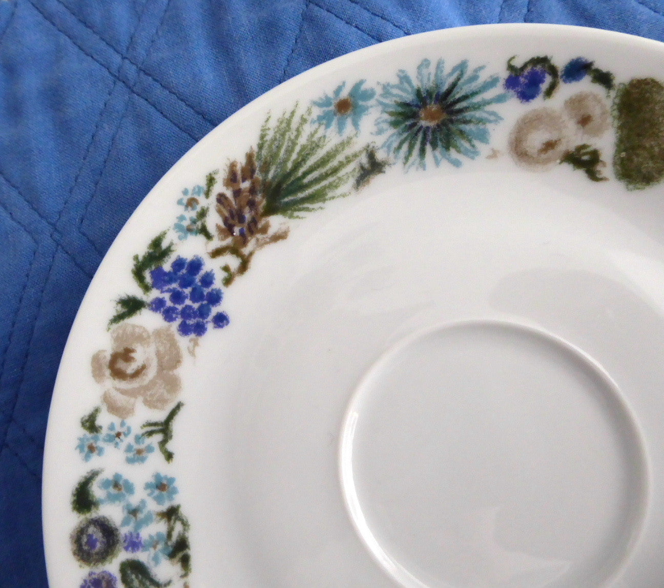 Vintage Arzberg Bavaria 1950s Mid Century Modern Saucer - Turquoise Green Brown for Fruit & Nuts | Retro Tableware for Tea Parties, Dessert Serving & Home Decor