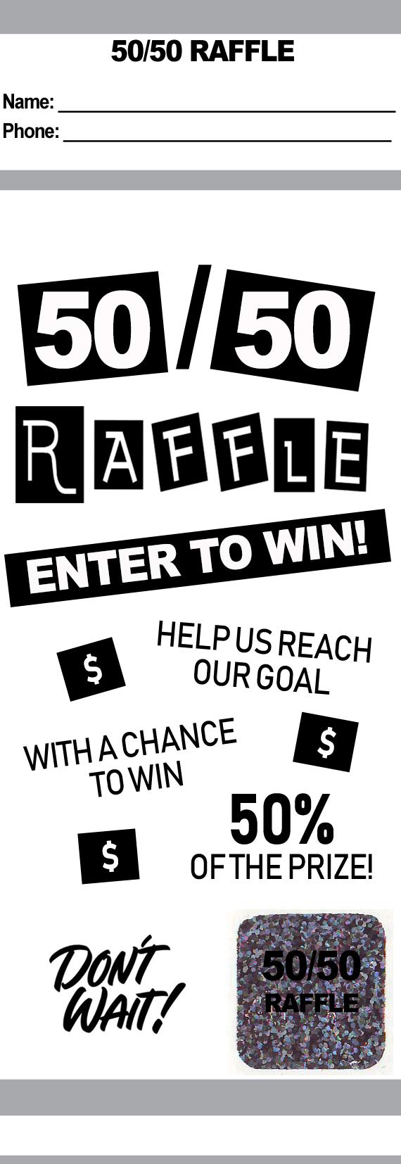 Premium 50/50 Raffle Tickets Box - 1000 Black Event Tickets for Fundraising & Charity Events | Fast & Secure Printing by MyZone | Perfect for School Auctions, Church Bazaars & Community Fundraisers