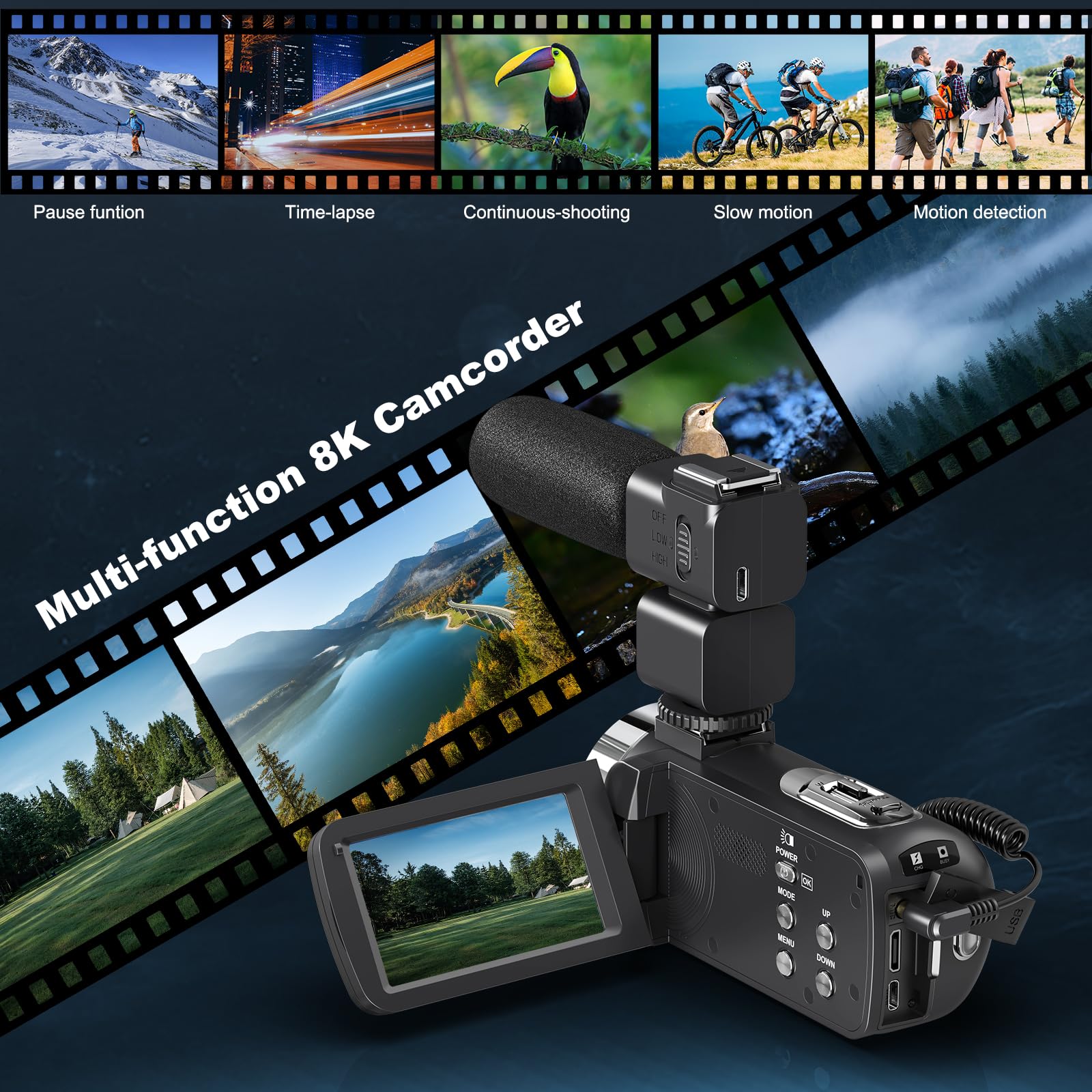 8K 64MP Digital Camcorder with 18X Zoom & 3.0
