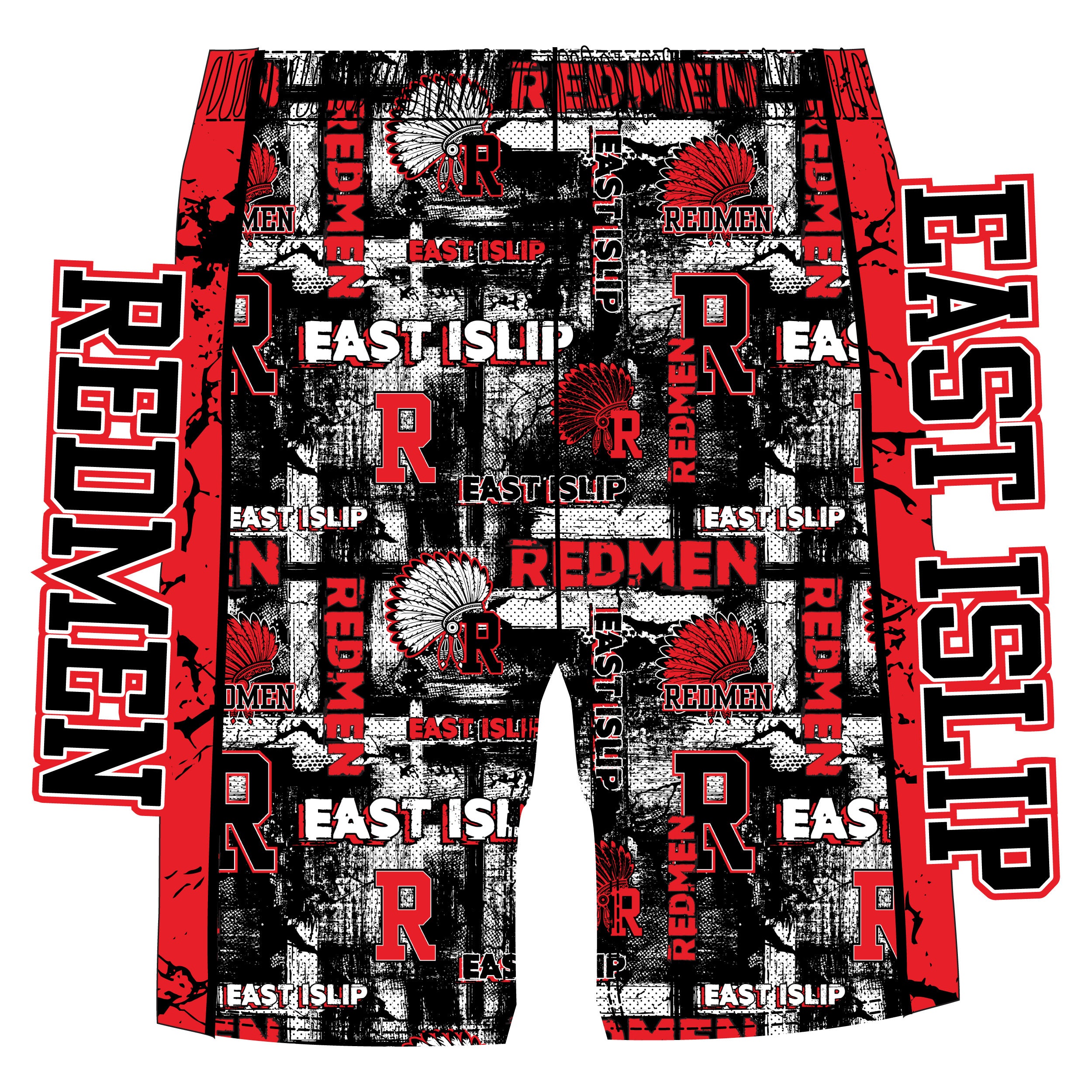 Boys & Mens East Islip Redmen Athletic Shorts - Comfortable Basketball & Casual Wear for Sports & Everyday Use