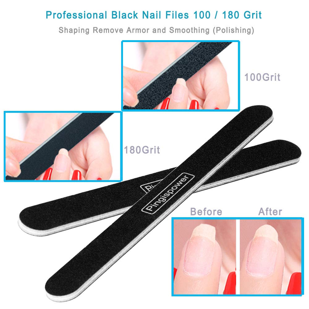 15PCS Professional Nail File Kit - 100/180 & 600/3000 Grit Nail Buffer Block for Natural & Acrylic Nails, Dual Sided Washable Manicure Tools - Perfect for Home Salon, Nail Art DIY & Professional Nail Care