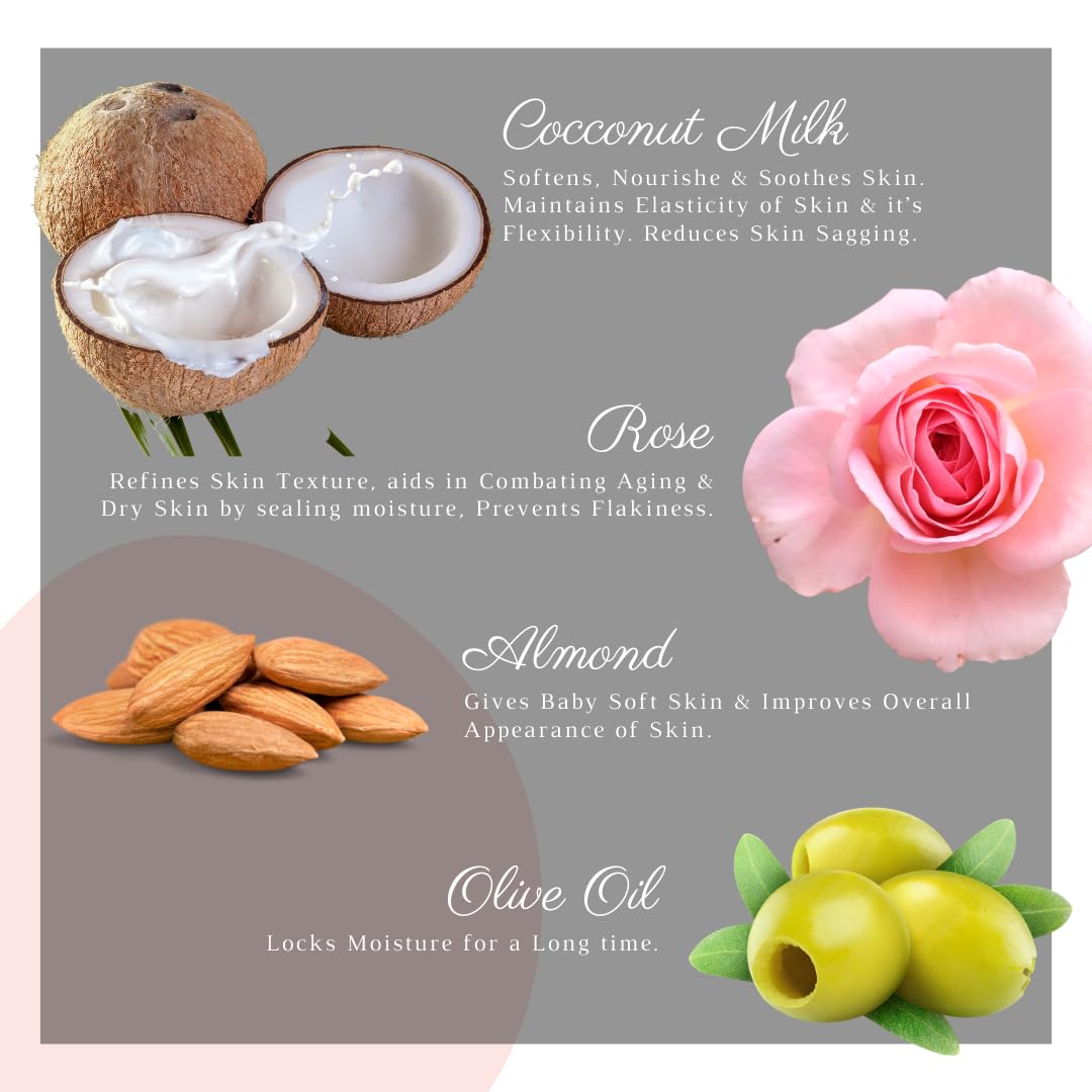 Ayurvedic Coconut Milk Rose Body Lotion - Deep Moisturizing & Brightening for Even Skin Tone | Skin Barrier Protection & Anti-Aging Benefits | 300ml by The Kalakar Company | Perfect for Dry Skin Care, Daily Hydration & Spa-Like Pampering at Home