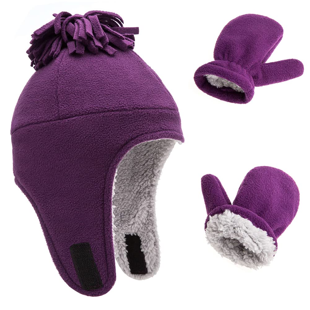Warm Fleece Winter Hat and Mitten Set for Toddlers & Kids - Soft Ear Flap Beanie for Cold Weather - Perfect for Snow Play, Outdoor Activities, and Winter Adventures