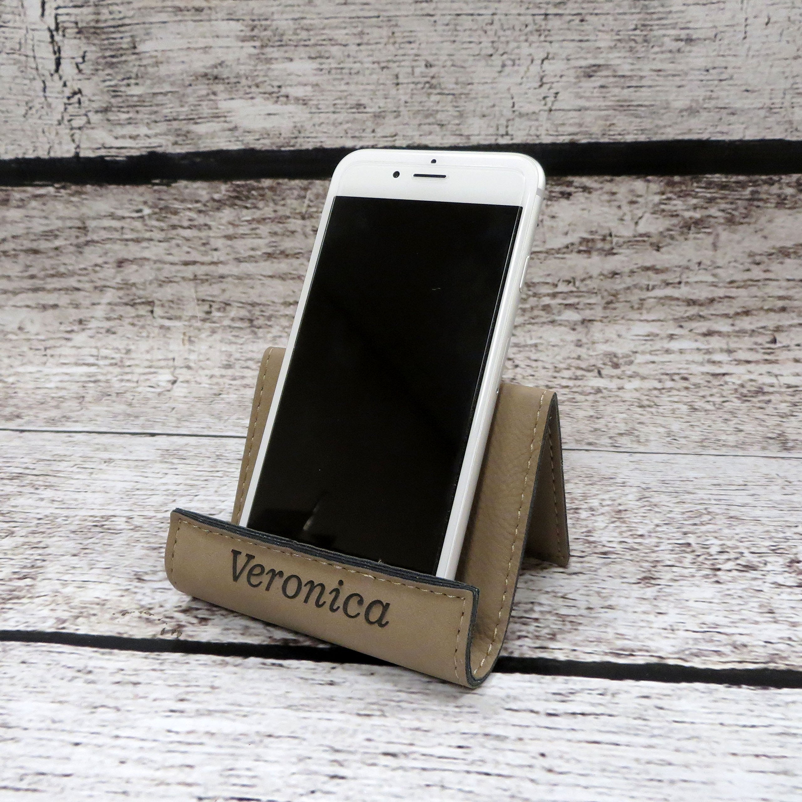 Custom Personalized iPhone & Cell Phone Stand - Engraved Name/Text Holder for Desk, Home & Office Use - Perfect Gift for iPhone Users