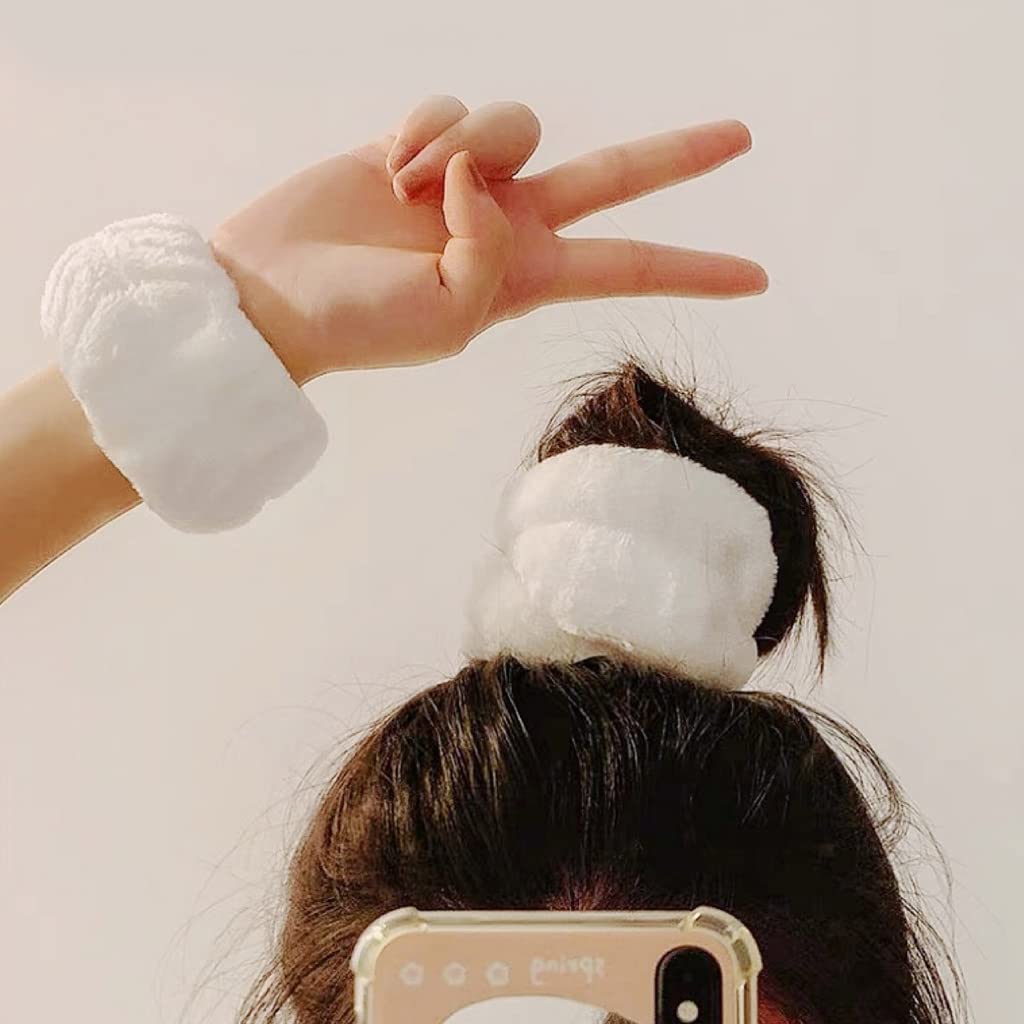 1Piece Soft Plush Wristbands for Face Washing - Terry Cloth Makeup Scrunchies & Wash Towel Wristbands | Perfect for Skincare, Makeup Removal & Gym Use