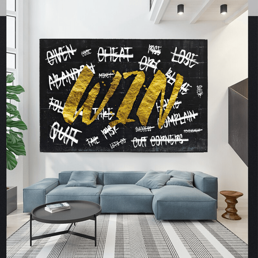 WIN Victory Motivational Canvas Wall Art - Inspirational Home & Office Decor for Living Room, Bedroom, or Workspace