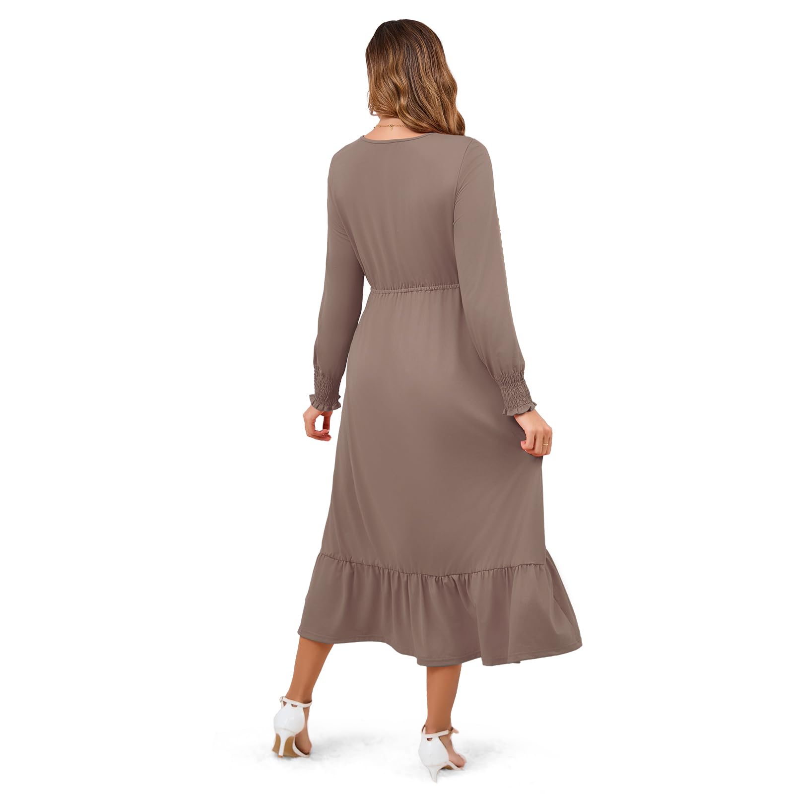 Maternity Nursing Dress for Women - Long Sleeve Crewneck Breastfeeding Dress with Pockets | Comfortable & Flowy Tiered Design for Nursing Moms | Perfect for Work, Outings & Everyday Wear