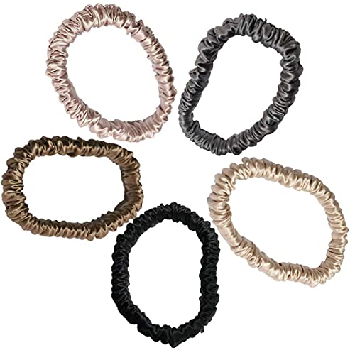 Premium 100% Mulberry Silk Hair Scrunchies for Women & Girls - 19 Momme Charmeuse Silk Hair Ties for Sleeping, Curly Hair & Daily Styling - Luxurious Gentle Hair Accessories for Work, Gym & Special Occasions