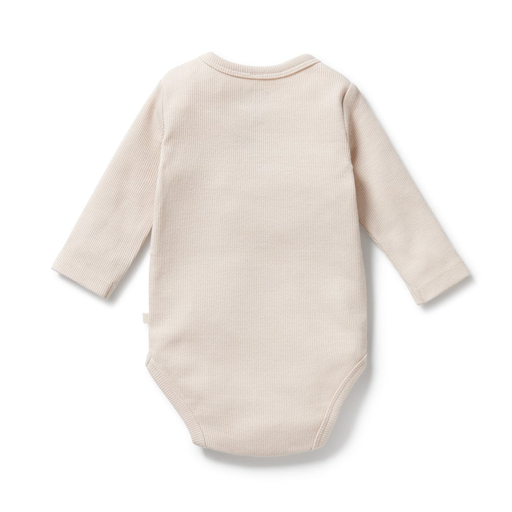 Organic Dusty Rose Ribbed Long Sleeve Bodysuit for Women - Soft Stretchy Comfort Fit, Perfect for Layering, Casual Wear & Maternity Outfits