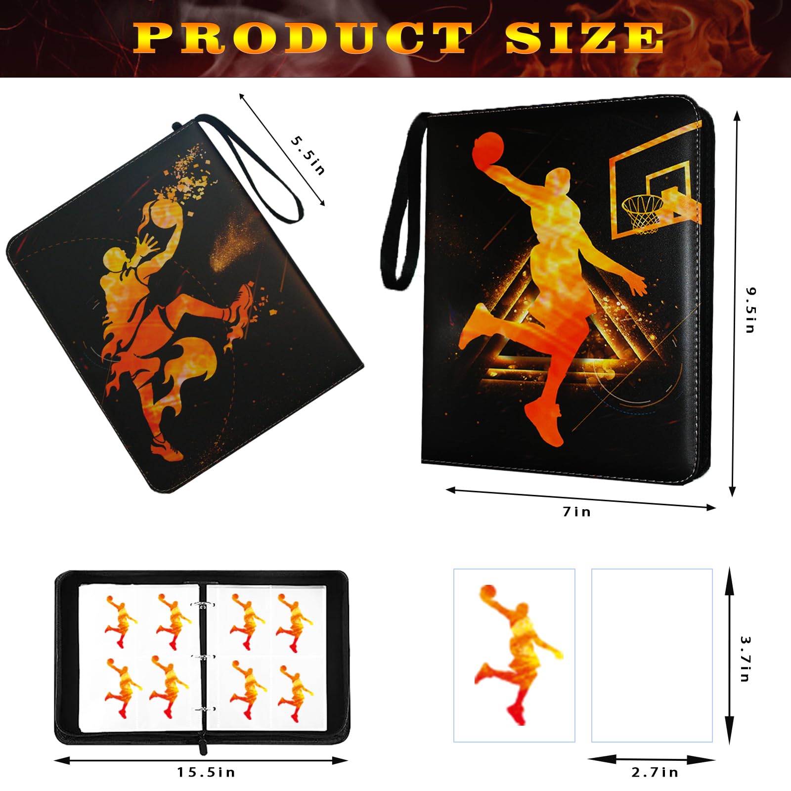 400 Pocket Basketball Trading Cards Binder - Sports Card Collectors Album with 50 Removable Sleeves | Perfect for Organizing NBA, MLB, NFL & Pokemon Cards | Great for Collectors, Players & Gift Giving