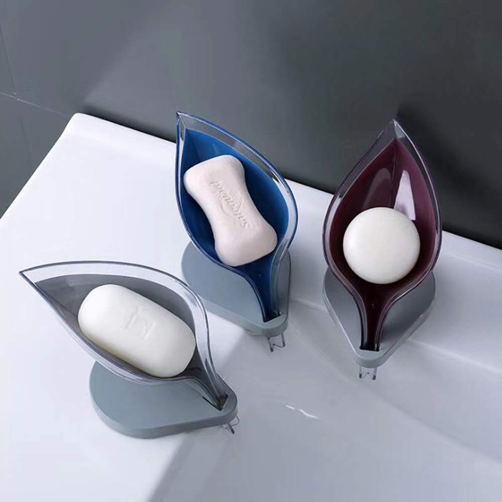 Leaf Shaped Soap Dish - Dark Purple Bathroom Soap Holder with Drainage, Elegant Soap Storage Tray for Shower, Sink Countertop, and Spa Decor