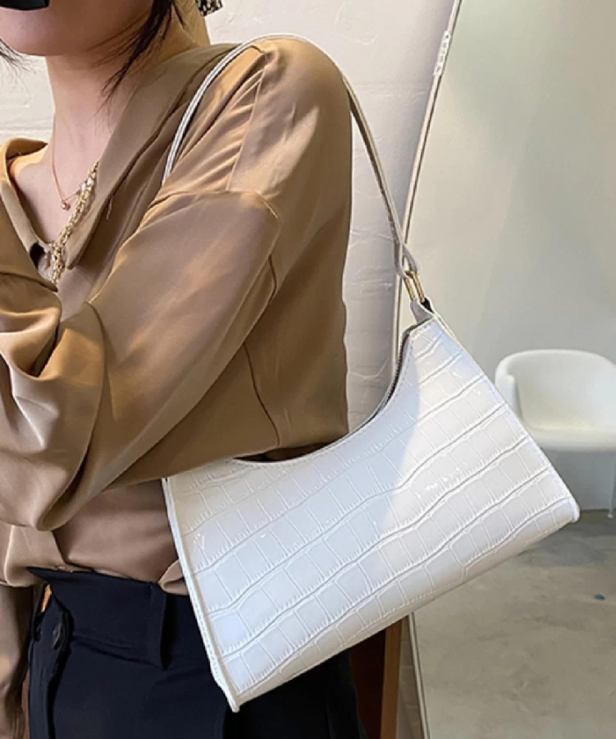 Women's Stylish White Leatherette Sling Bag - Crossbody Shoulder Purse for Everyday Use, Travel & Shopping