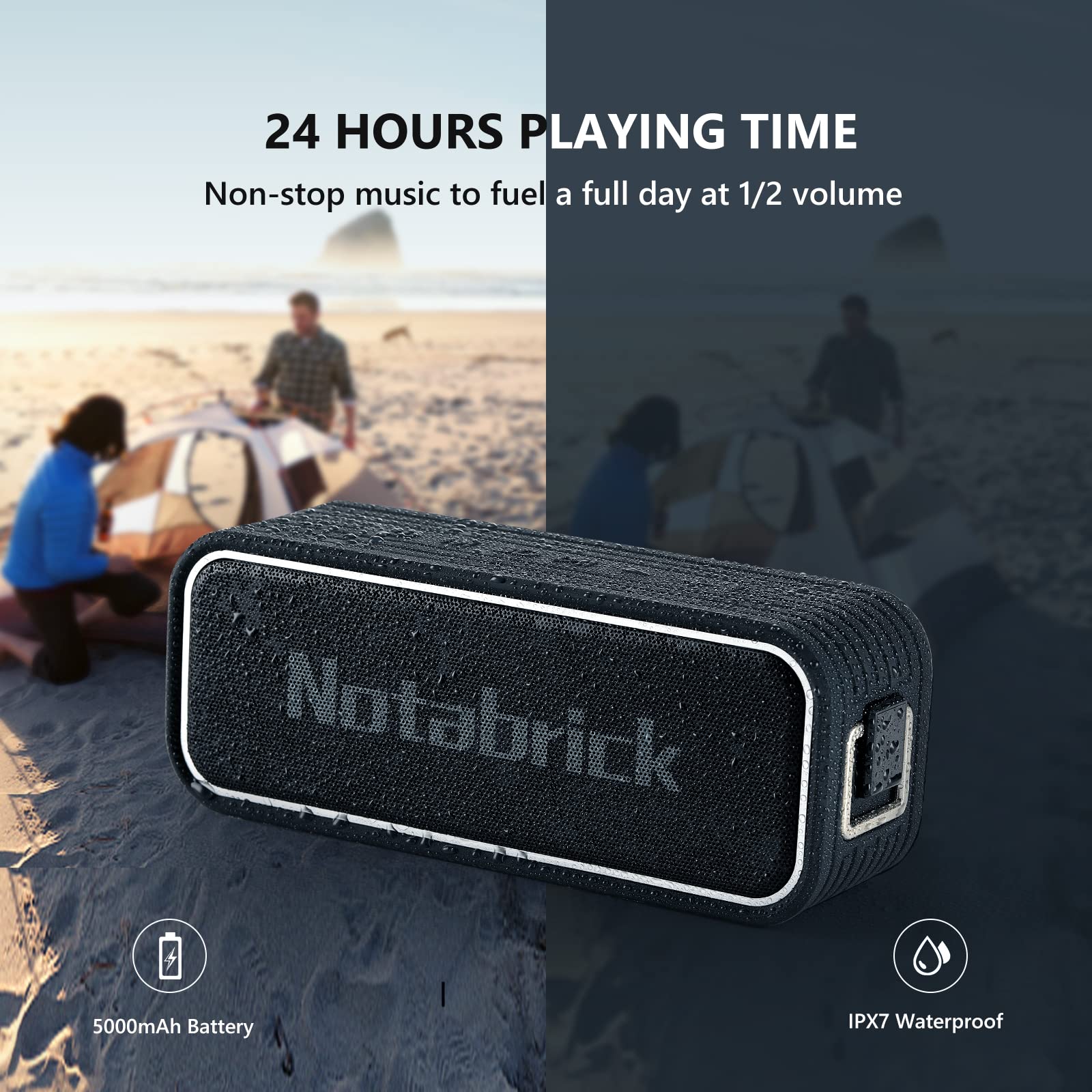 40W Bluetooth Speaker with 3D Surround Sound & Enhanced Bass | IPX7 Waterproof Portable Speaker | 30H Playtime & Voice Assistant | 100ft Wireless Range | Perfect for Home, Garden, Outdoor, Travel & Parties