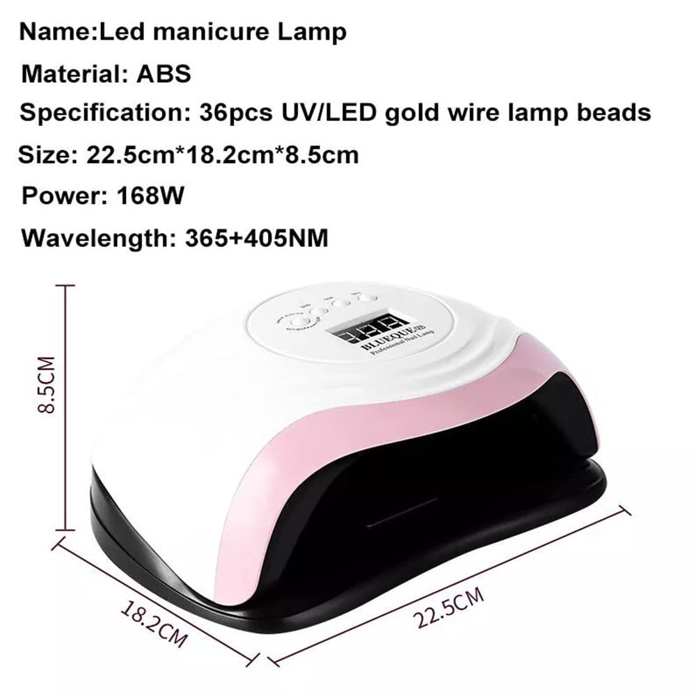 168W UV LED Nail Dryer Lamp - Fast Drying Nail Polish Gel Curing Light for Professional & Home Manicures | Portable Phototherapy Machine for Nail Art, Acrylics & Gel Extensions | Perfect for Salons, DIY Nails & Gift Giving