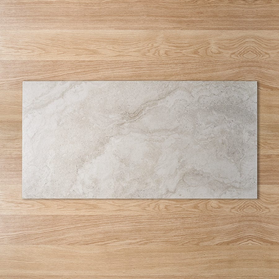 Byron Travertine Look Ivory Matte Porcelain Tile - Elegant & Durable Flooring for Bathroom, Kitchen & Living Room
