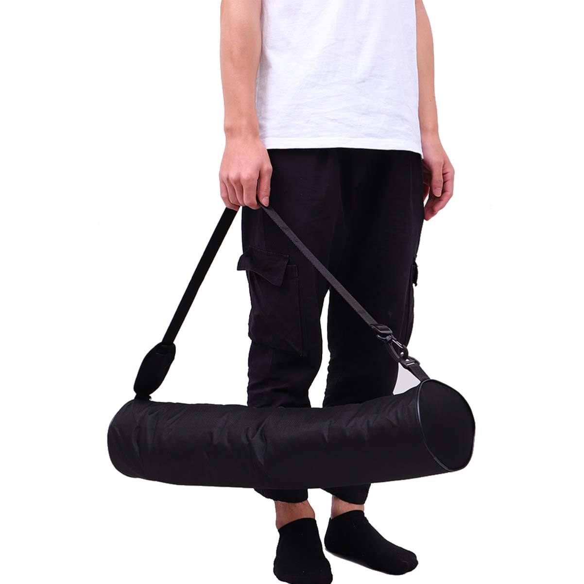 BESPORTBLE Waterproof Full-Zip Yoga Mat Bag - Durable Canvas Yoga Mat Carrier with Adjustable Shoulder Strap for Gym, Travel & Yoga Class (Black) - Perfect for Yoga Enthusiasts, Fitness Trainers & On-the-Go Storage