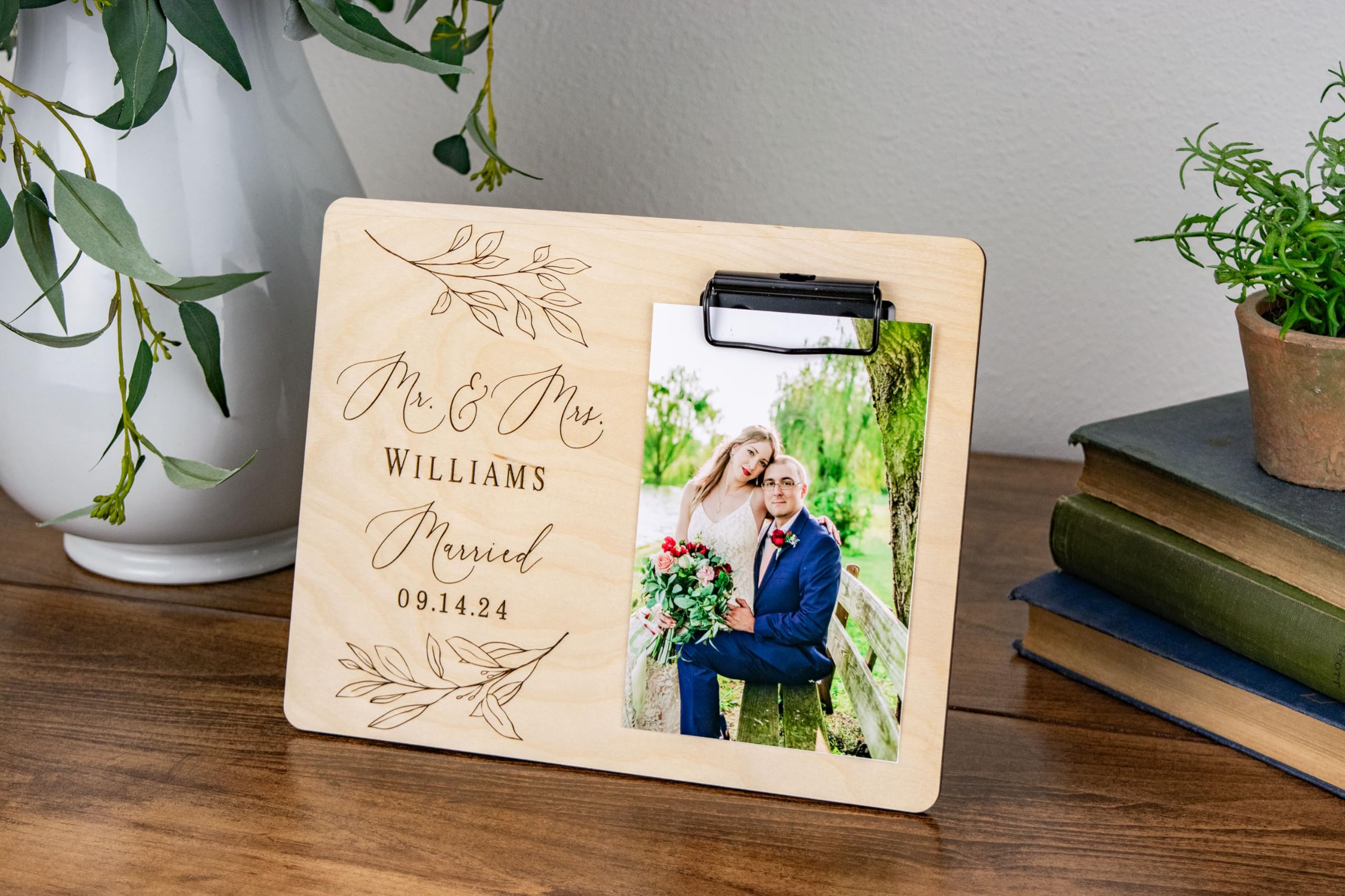 Handmade Personalized Wedding Picture Frame - Custom Engraved Anniversary Gift for Couples, Newlyweds & Bridal Shower - Perfect for Home Decor, Wedding Albums & Romantic Keepsakes