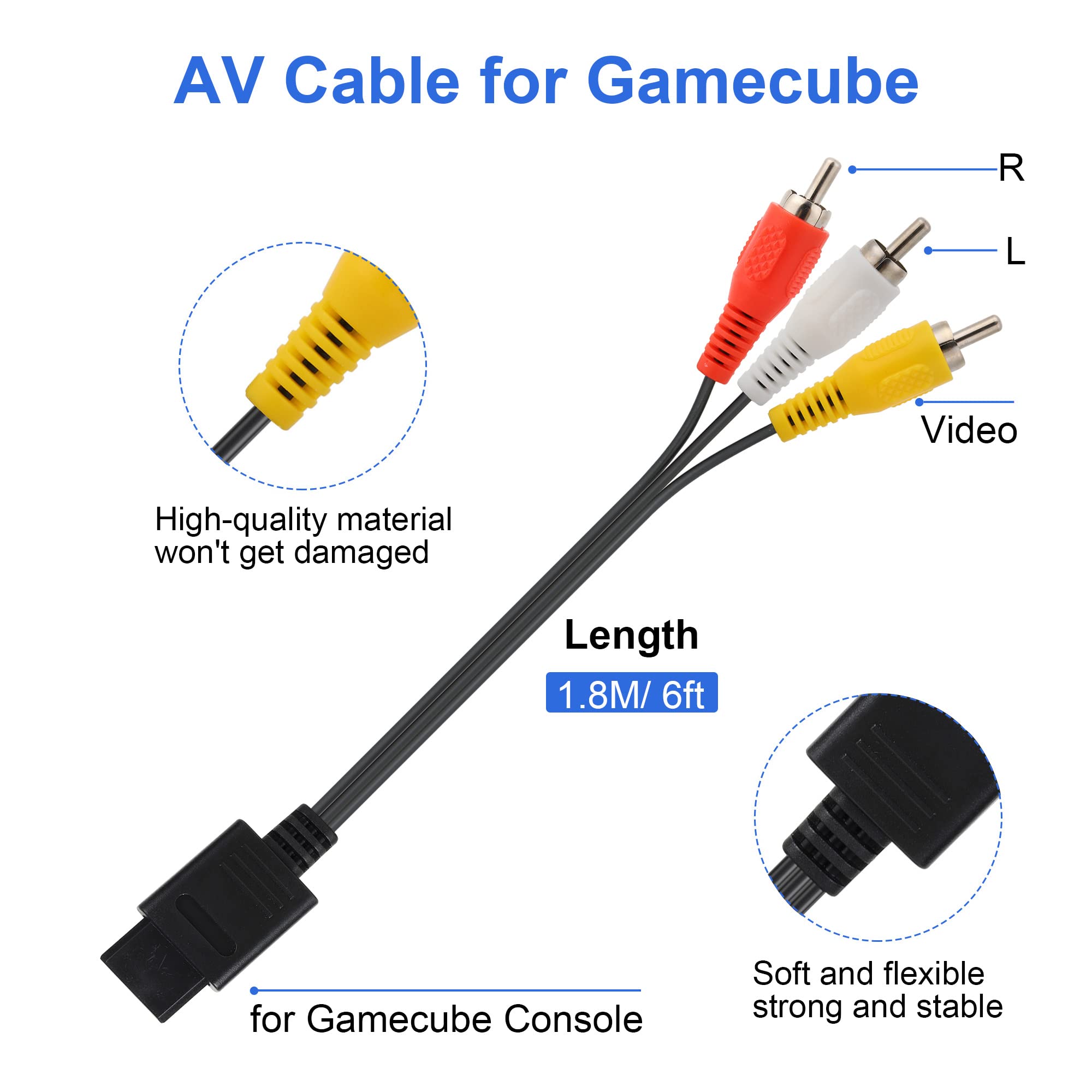 Original Title: Power Supply and AV Cable for Gamecube, NGC AC Power Adapter & AV Cable Set, Power Cord and AV Cable Compatible with Nintendo Gamecube Console   Optimized Title:   Nintendo GameCube AC Power Adapter & AV Cable Set - Replacement Power Supply and Video Cord for NGC Console - Perfect for Gaming Setup and Retro Console Restoration
