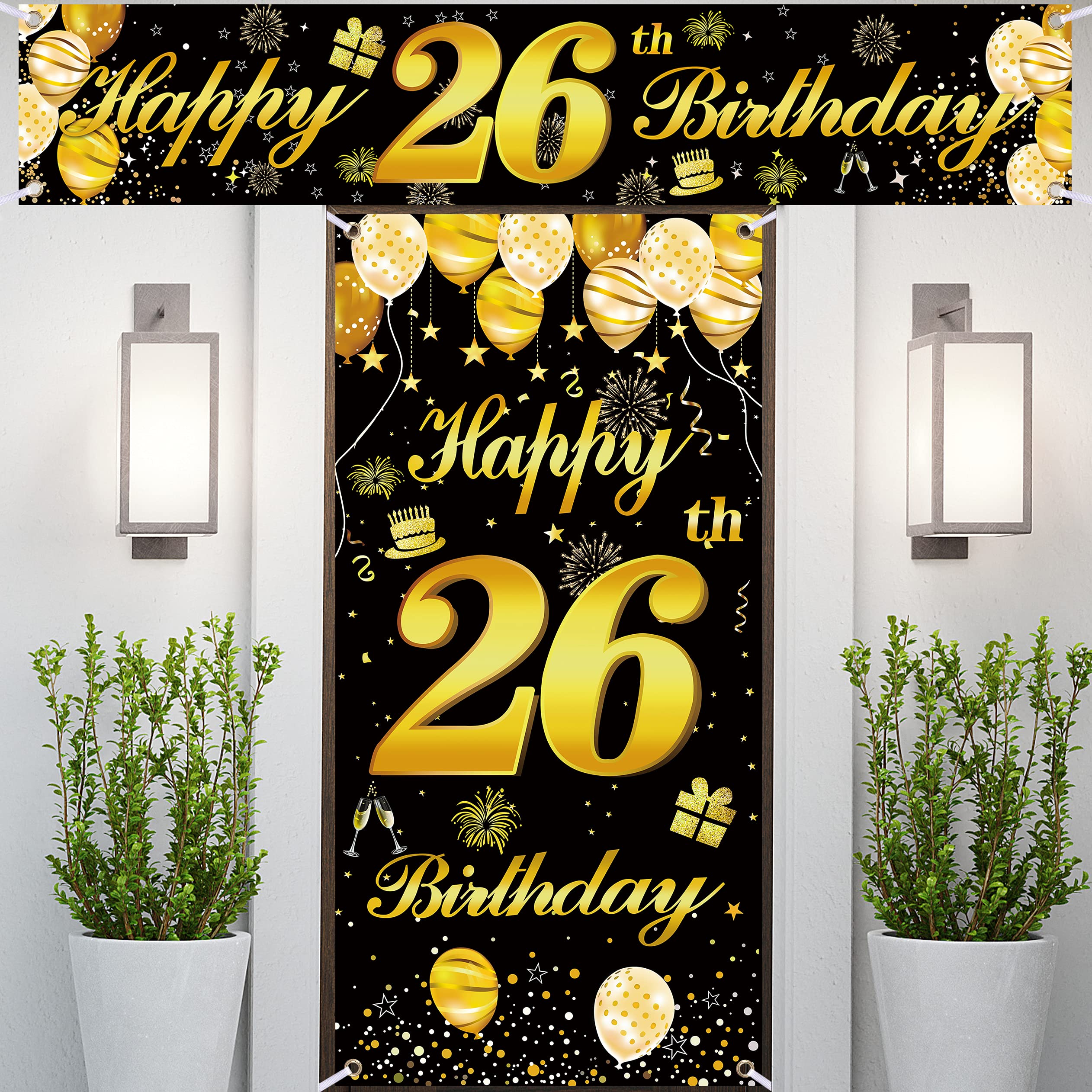 26th Happy Birthday Door Banner - Birthday Party Decorations for Men - Custom Backdrop for Birthday Celebrations - Perfect for Home, Office & Surprise Parties